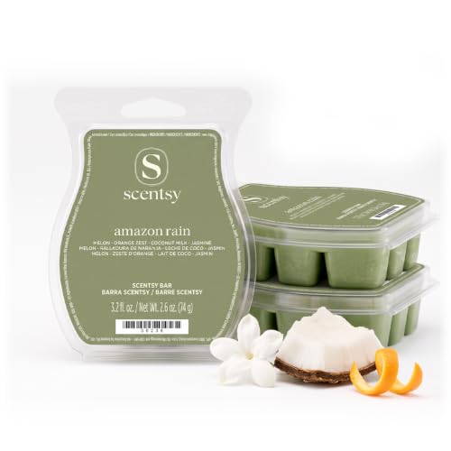 Scentsy Wax Melts, Amazon Rain 3 Bar Set, Paraffin Wax Cubes, 7.8 oz