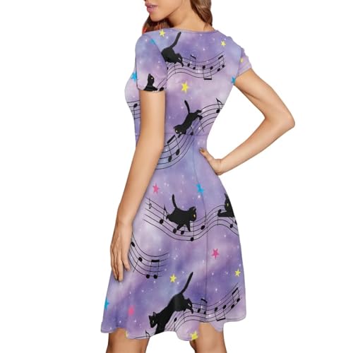 Image of AFPANQZ Womens Casual Summer Lightweight Vintage Dress Short Sleeve Midi Dress Knee-Long Luxury Formal Dress