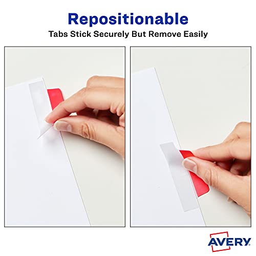 Image of Avery Margin Ultra Tabs, 2.5 inch x 1 inch, Repositionable, 72 Tabs | For Marking Pages in Books and Planners, Clear Film Tabs, 2-Side Writable, Smudge-Resistant, Fits Within Margins