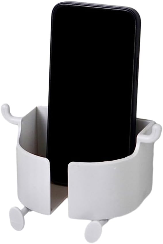 Wall Mounted Phone Holder Mobile Phone Charging Stand Self-Adhesive Remote Control Storage Rack Cellphones Organizer