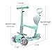 5 in 1 Kids Kick Scooter, 3 Wheels Walker with Removable Seat and Back Rest, 4 Adjustable Height, Light Up Wheels for Toddlers 3-6 Years Old Support 50 kg