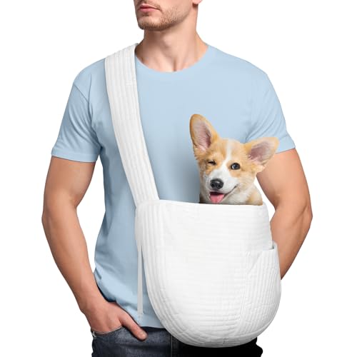Adiwo Borsa da Viaggio per Cani, Trasportino per cani, Reversibile Borsa a Tracolla Porta Animali Domestici, per Cane/Gatto Fino a 9 KG, per Viaggio, Ciclismo, Passeggiata (Bianco)