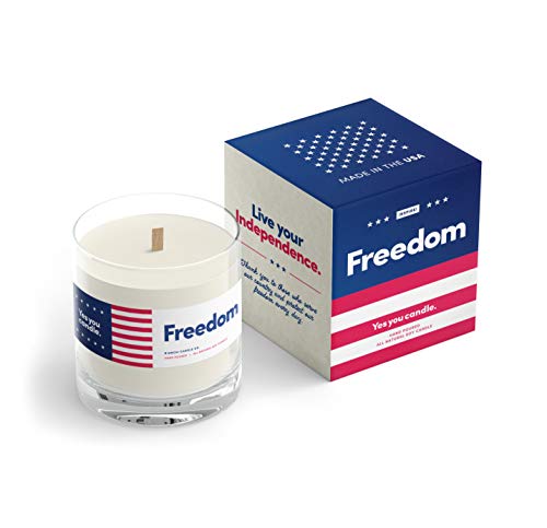 Yes You Candle - Freedom, Carmel Apple, Maple Bourbon, Smoked Hickory Highly-Scented, Inspirational Soy Candle, Made in USA, Pure Essential Oils, Aromatherapy, 9.5 oz