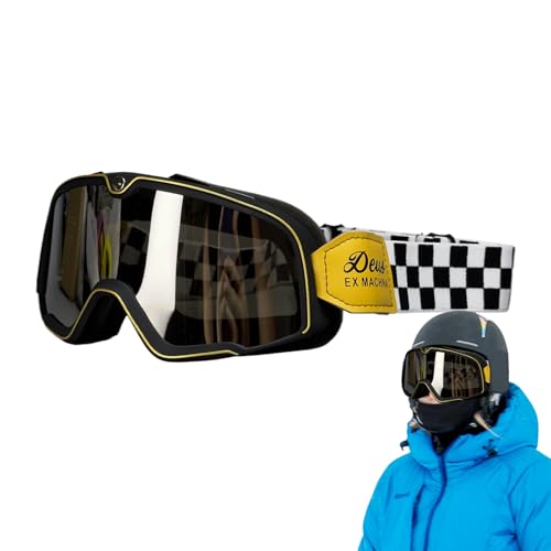 Motorradbrille - Retro Windproof Anti -Fog -Reitbrille | Staubdesteigungssicheres Motocross -Skibrillen mit verstellbarem Riemen | Fahrradschobeln - 3/4 Helm ATV Snow Outdoor -Gebrauch