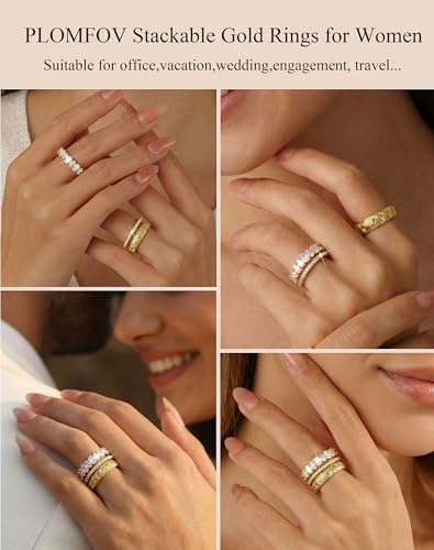 Image of Gold Rings for Women Non Tarnish Stackable Statement Promise Rings