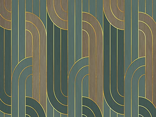 Reyhui Wall Mural Abstract Green Geometric Pattern Wallpaper Seamless Wall Sticker For Bedroom Living Room Dinning Room Motif Shop Office(Not Self-Adhesive) #TOP2