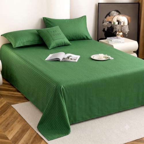 Image of Satin Striped Glace Cotton Double bedsheet with 2 Pillow Cover | Soft & Smooth Finish | Double Bed bedsheet 90 x 90 Inch | Pillow Cover 18 x 28 Inch | Breathable, Fade Resistant