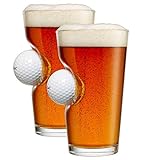 BenShot Golf Ball Pint Glass - 16oz | Made in the USA [Set of 2]
