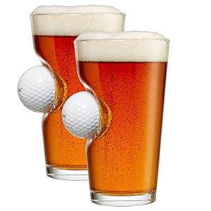 BenShot Golf Ball Pint Glass – 16oz | Made in the USA [Set of 2]
