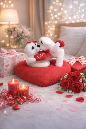 Image of ZEXSAZONE Soft Plush Smiley Teddy Bear 22 CM | Kissing Love Teddy with Heart | Cute Romantic Gift for Valentine's Day, Anniversary, Birthday | Cuddly Stuffed Toy for Girls & Kids