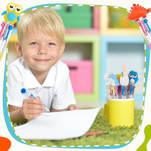 Humyoun 12 Pcs Fun Pens Bulk 4 in 1 Cute Kawaii Mini Ballpoint Ink Pens Multicolor in One Fun Gifts for Birthday Prizes (Classic Style)