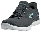 Skechers Women's Hands Free Slip-ins Summits Classy Night Sneaker, Grey/Light Blue, 7 M US