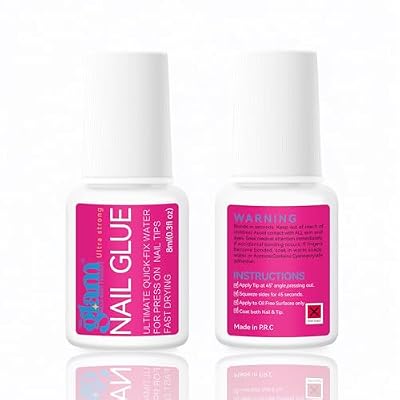 Glam Nail Glue, Quick-Fix Water Fast Drying, 8ml (0.3fl oz), Pink