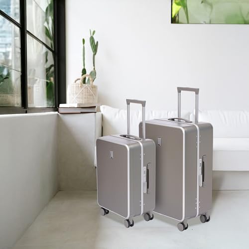 Image of SWISS MILITARY Black Gold Collection Hard PC Cabin & Check-in Luggage Trolley Set of 2 (55cm Small & 65cm Medium) Suitcase with TSA Lock, 360 Wheels, Ideal for International Travel (44L,70L) Gold