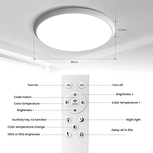 OTREN Plafoniera Led Soffitto Dimmerabile, 28W