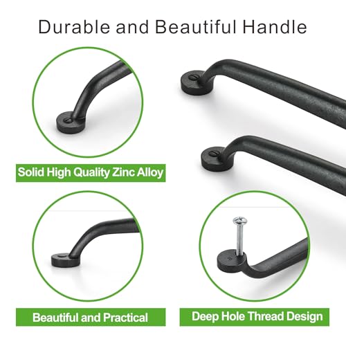 TUNNY 5 Pack Kitchen Cabinet Handles-8"/203mm Screw Spacing Antique Black Furniture Hardware Handles Drawer pulls for Kitchen Cabinets Bedroom Cabinet Pulls by TUNNY - Used condition - Image 3
