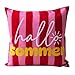 CB Home & Style Outdoorkissen Gartenkissen Wasserabweisend Wasserfest mit Streifen Hallo Sommer Bella Ciao La Dolce vita 45x45cm mit Füllung (Rot/Pink - Hallo Sommer)
