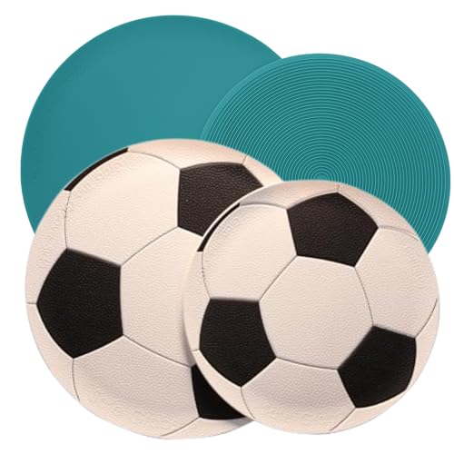 Image of Safe Grabs: Multi-Purpose Silicone Original Microwave Mat as Seen on Shark Tank | Splatter Guard, Trivet, Hot Pad, Pot Holder, (BPA Free, Heat Resistant, Dishwasher Safe), Teal & Soccer