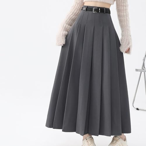 Summer Black Flowy Maxi Skirts for Women Trendy Solid High-Waist Pleated Flared Classic A-Line Casual Maxi Skirt2