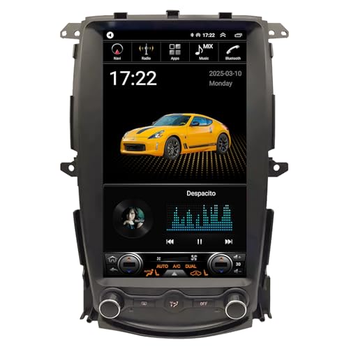 HoeeNilsa for Nissan 370Z 2009-2021 Android 14 Car Stereo Radio 13.8-Inch 370Z Tesla Style Vertical IPS Touchscreen with GPS Navigation DSP Multimedia Player Build in Wireless Carplay Bluetooth
