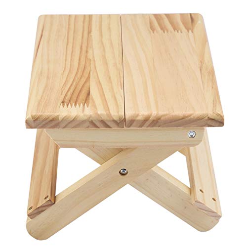 Banco pequeño plegable de madera rústico para interior taburete bajo camping 7