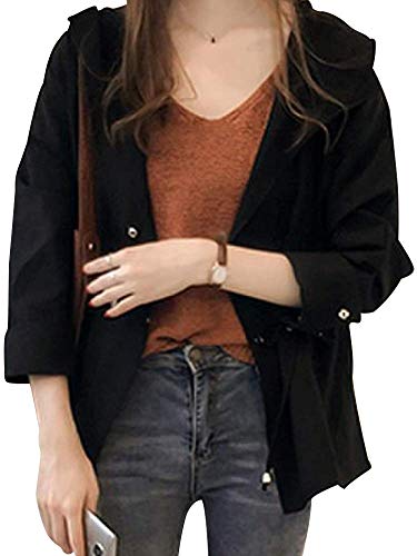 ［セカンドルーツ］ トレンチ コート 風 ジャケット フード 付き フード付き フード フードつき フード付 パーカー きれいめ おしゃれ かわいいコート ミドルコート ショートコート ハーフコート ワークコート 短い アウター ブルゾン マウンテンパーカー 秋 秋冬 あき 春 スプリング 薄手 モノトーン 黒色 Black クロ くろ 黒 とれんちこーと風 じゃけっと ブラック R07-BKM