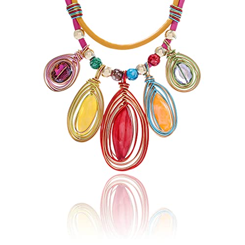 Barode African Statement Choker Necklaces Colorful Chunky Bib Collar Necklace Ethnic Indian Tribal Jewelry Set For Women (A) #TOP2