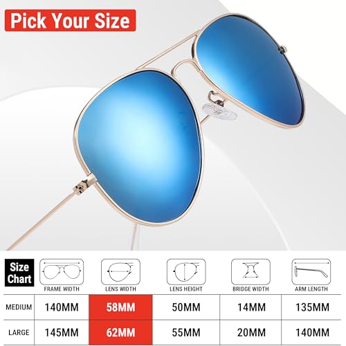Image of Pro Acme Aviator Sunglasses for Men Women Classic Polarized UV400 Protection