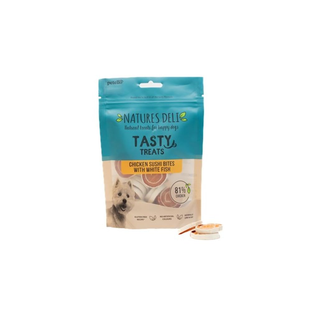 Petello Natures Deli Chicken And Fish Sushi Bites Dog Treats - White 100G
