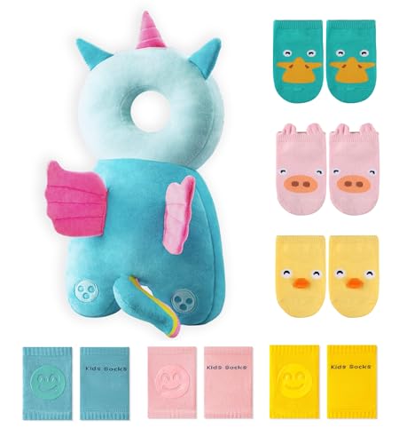 Image of JunNeng Toddler Baby Head Protector Backpack for Toddler Walker with Knee Pads&Anti-Slip Socks, Angel
