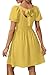OFEEFAN Yellow Dress Women 2026 Summer Vacation Graduation Dresses for Women Short Sleeve Sqaure Neck S