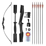 Supernic Archery 40LBS Recurve Bows Archery Set Survival Longbow for Recurve Bow Target Practice Outdoor Hunting Archery Carbon Arrows and Armguard and Finger Tab