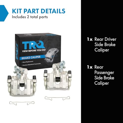 Image of TRQ Rear Driver and Passenger Side Brake Caliper Set Caliper Brackets Hardware Compatible with 09-13 Mazda 3 i