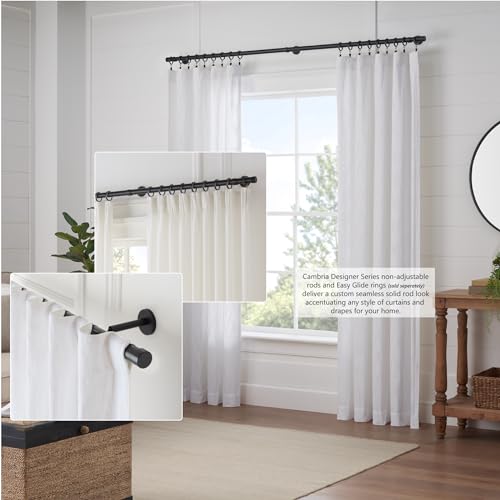MODE Cambria Designer Series - Premium 14 foot Custom Curtain Rod - 1-1/8 inch Large Diameter - Non-Adjustable for a Seamless Look - Premium Designer Brackets and End Caps - Satin Black Finish by MODE - Image 5