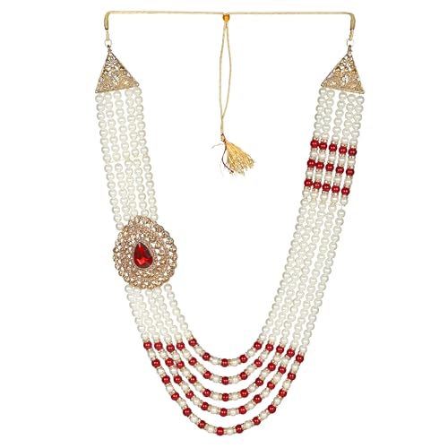 KRYPMAX Pearl Necklace Jewellery for Groom Five Line Dulha Moti M...