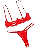 Avidlove Lingerie Set For Women Lace Bra and Panty Set Sexy Underwire Lingerie Set Red M