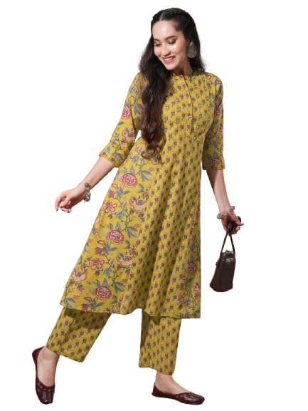 Image of Globus Women Kurta Set (GS572443 Green S)