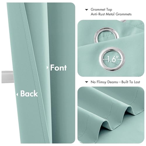 Image of MIULEE Blackout Curtains for Bedroom Living Room 2 Panels, Thermal Insulated Room Darkening Drapes Grommet Noise Reducing Light Blocking Window Treatments 45 Inches Long 40x45 Inch Aqua