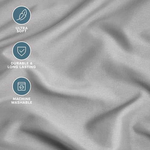 Bare Home Queen Sheet Set - Hotel Luxury - Deep Pockets - Double Brushed Microfiber for Softness - Easy Fit - 4 Piece Set - Bed Sheets with Envelope Pillowcases (Queen, Light Grey) - Image 5