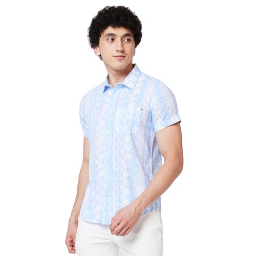 Image of Spykar Men's Regular Fit N /A Half Sleeve Printed Casual Shirts