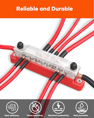 Gorffy 2 Stück Sammelschienen Verteilerblock 12V, 150A DC Sammelschiene mit Abdeckung, 6 x M4 & 4 x M6 Klemmenbolzen Busbar Distribution Block, Stromverteiler 12V für Auto, Boot