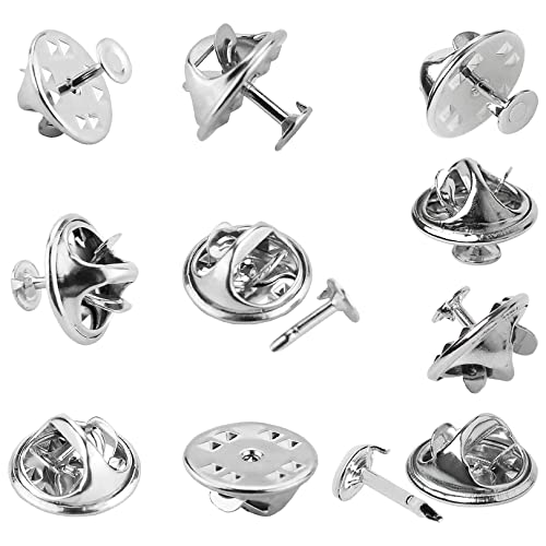 30Pairs Butterfly Clutch Tie Tacks Pin Back Replacement Silver Butterfly Clutch Tie Pins Butterfly Clutch Metal Pin Backs Replacement with Clutch Back for Craft Making Tie Tacks Badge Insignia Silver