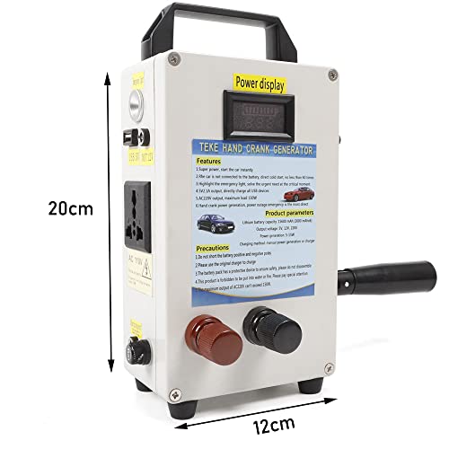 Generador manual de manivela, CA 110 V / CC 12 V, portátil, con cargador USB, para emergencias al aire libre, viaje y campamento, para cargar teléfonos móviles y computadoras miniatura 2