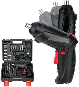 FEELING MALL 47 in 1 Screwdriver Bit Set Drill Accessories, Front LED Light, Flexible Shaft, Carrying Case, Easy for Small Home Projects (Multicolour, Standard)