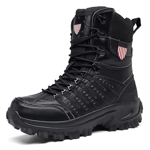 RAGOPILEN Botas tácticas de Combate, Botas de Trabajo tácticas de Combate for Senderismo en el Desierto for Hombre Sand Black EU 39-47(Black,44 EU)