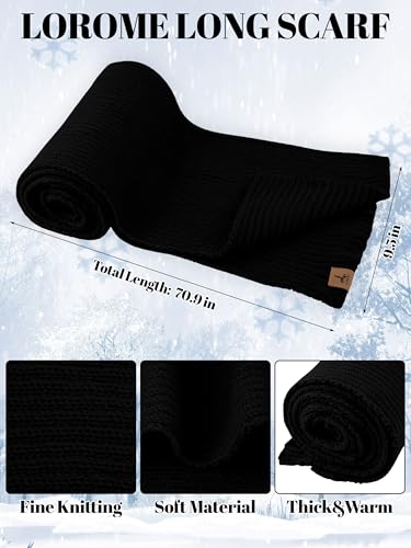 LOROME Women Winter Beanie Hat Scarf Gloves Set, Fleece Knitted Pompom Hat Warm Neck Scarf Touchscreen Gloves Winter Gift3