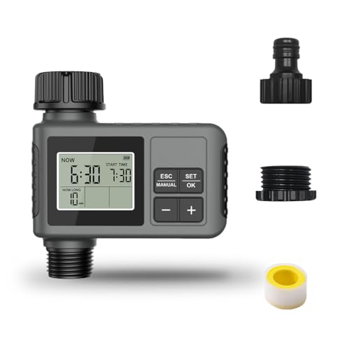 Image of HASTHIP Automatic Water Timer for Garden Faucet Programable LCD Auto Watering System with Manual Control Automatic Watering System Smart LCD Irrigation Timer for Garden, Lawn