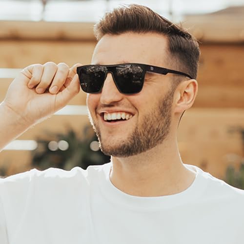 Image of DUCO Square Polarized Sunglasses for Men Women Large Flat Top Shield Sun Glasses UV400 Protection Carbon Fiber Shades DC8230