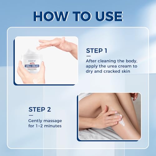 OUKEYA 40% Urea Foot Cream & 42% Urea + 2% Salicylic Acid Cream Set, Intensive Repair for Dry, Cracked Heels, Feet & Hands, Exfoliating & Deep Moisturising Treatment, 2 x 150g - Image 4