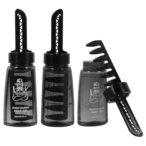 jojofuny Botella de Gel Cabello Vacía con Peine Aplicador 3 Piezas de 260 Ml Plástico Duradero Compacto y Ligero Adecuado para Peluqueros y Estilistas Profesionales